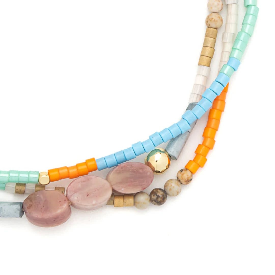 Scout Curated Wears Love Mixed Media Bracelet Rhodochrosite & Gold