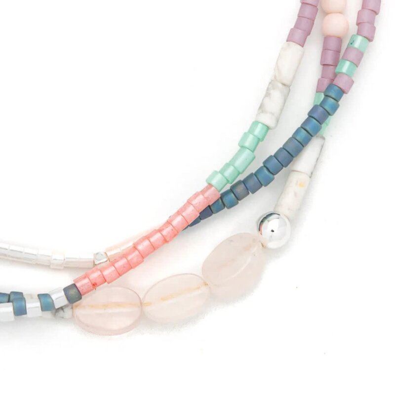 Scout Curated Wears Heart Mixed Media Bracelet Rose Quartz & Silver