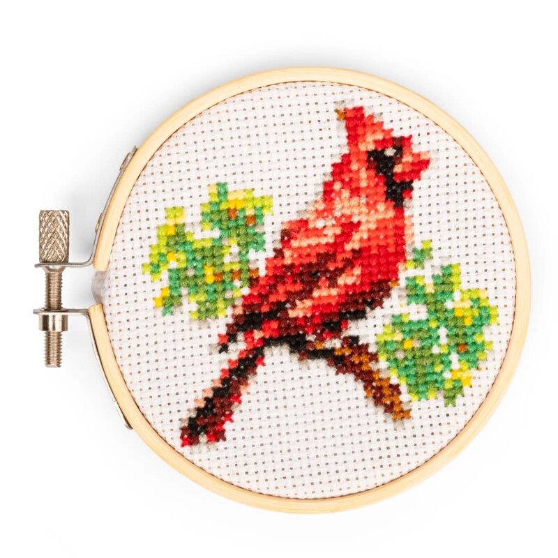 Kikkerland Cardinal Mini Cross Stitch Embroidery