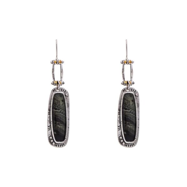 Rain Jewelry Silver Midnight Epoxy Inlay Bar Earring