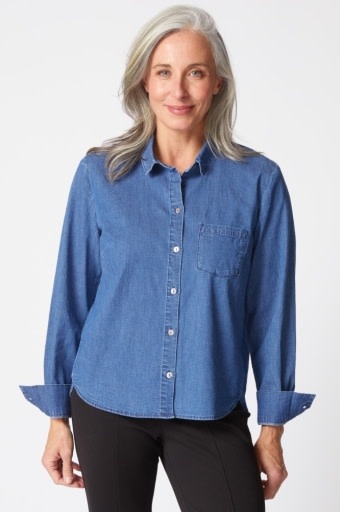 Habitat Clothes to Live In Perfect Travel Denim Shaped Hem Shirt
