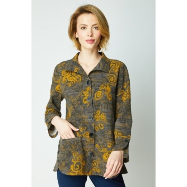 Habitat Clothes to Live In Crinkle Crepe Woodblock Tulip Swing Jacket