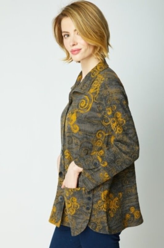 Habitat Clothes to Live In Crinkle Crepe Woodblock Tulip Swing Jacket