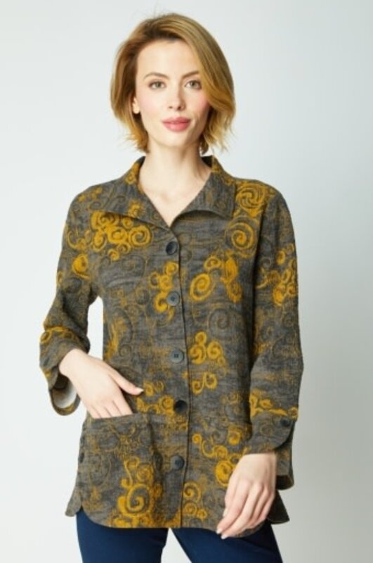 Habitat Clothes to Live In Crinkle Crepe Woodblock Tulip Swing Jacket