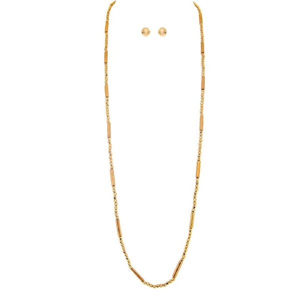Rain Jewelry Gold Alternating Bar Beads Necklace Set
