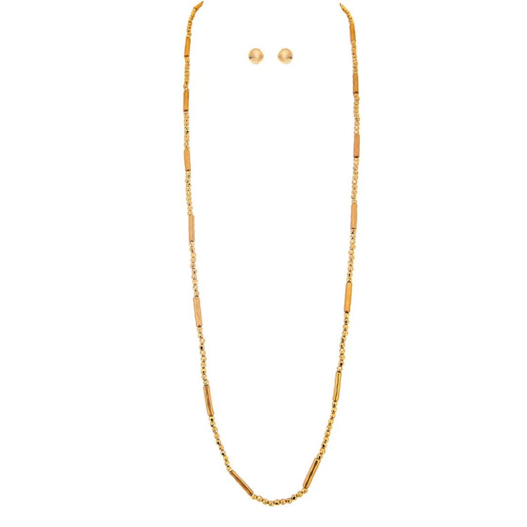 Rain Jewelry Gold Alternating Bar Beads Necklace Set