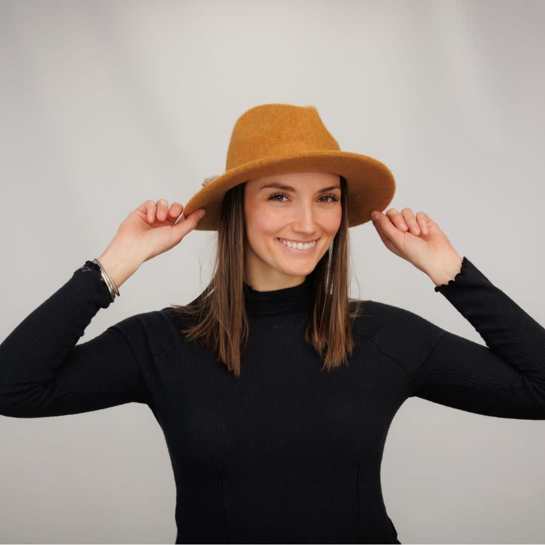 Shihreen Boiled Wool Fedora Brim Hat w/ Rope Tie