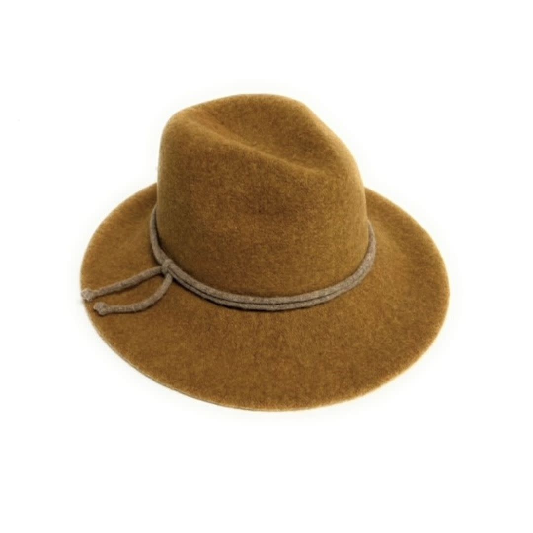 Shihreen Boiled Wool Fedora Brim Hat w/ Rope Tie