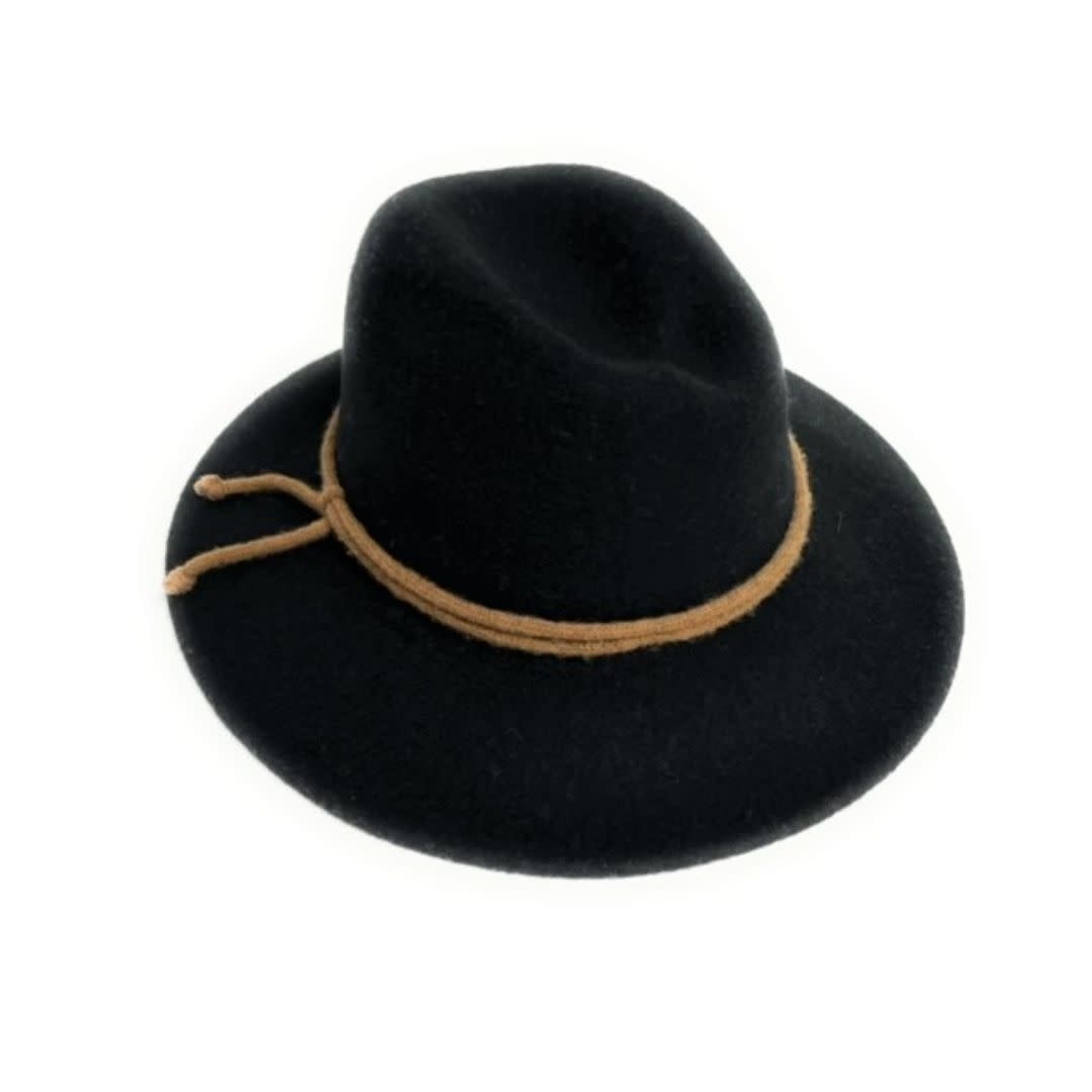 Shihreen Boiled Wool Fedora Brim Hat w/ Rope Tie