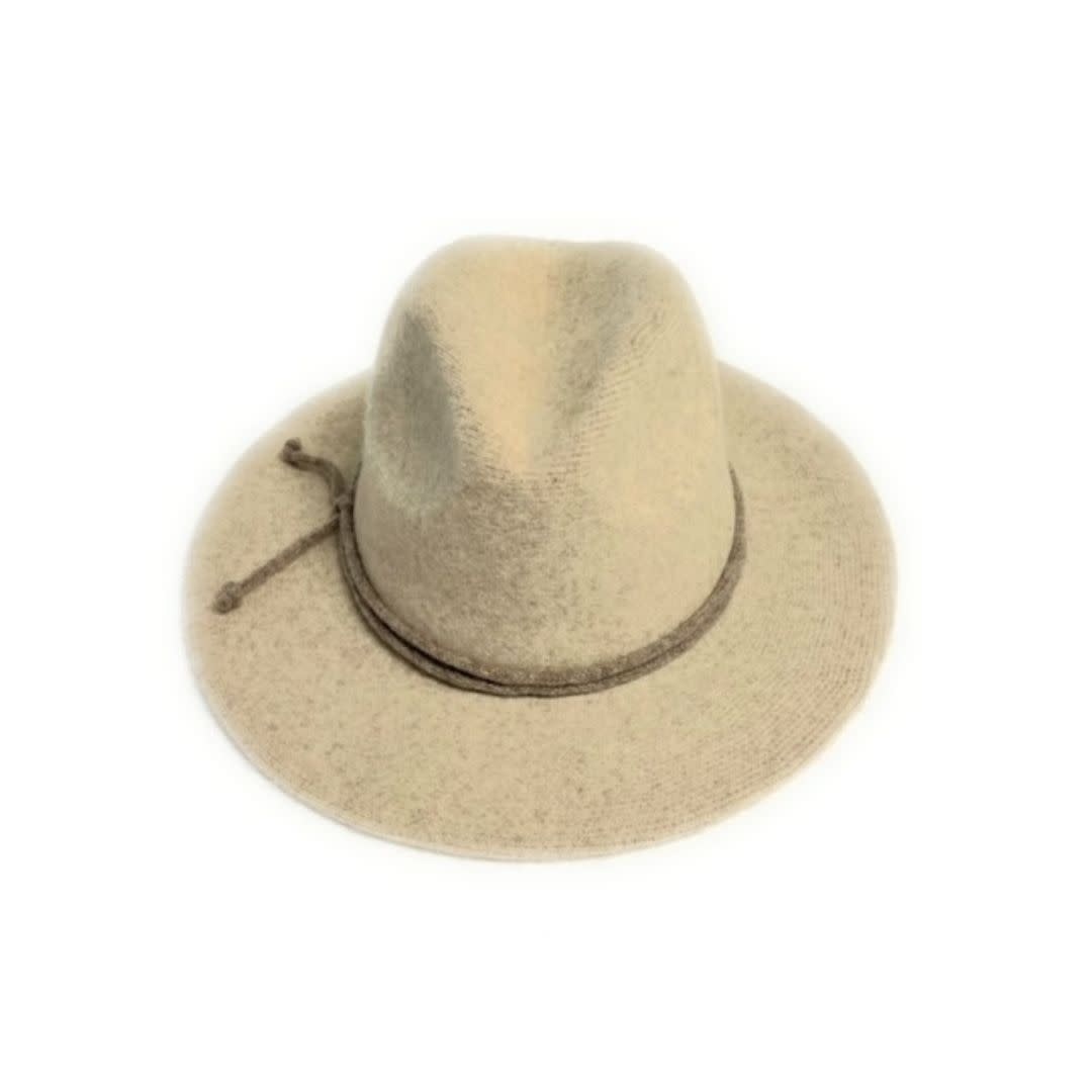 Shihreen Boiled Wool Fedora Brim Hat w/ Rope Tie