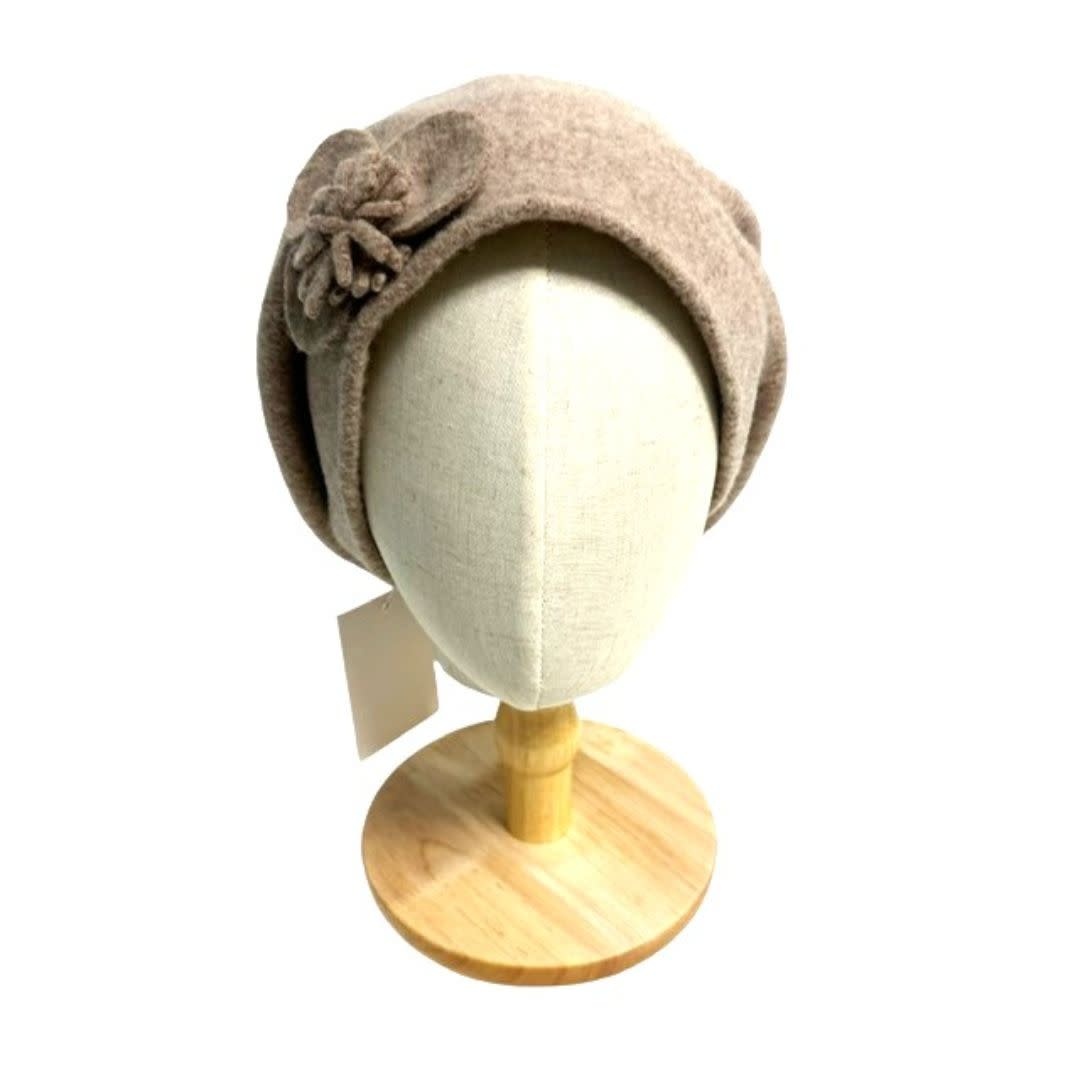 Shihreen Boiled Wool Slouch Cap w/ Flower