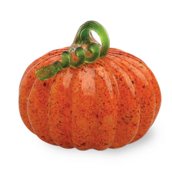 Boston International Pumpkin Glass Medium w/Green Stem