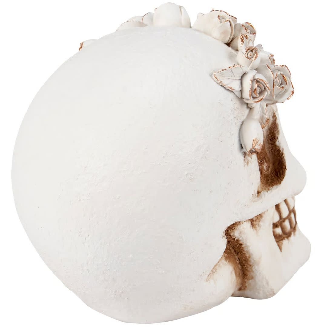 One Coast Floral Skull Figurine