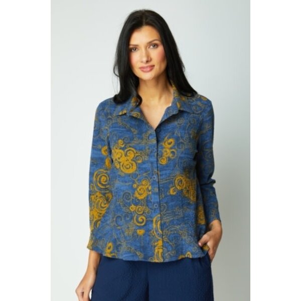 Habitat Clothes to Live In Crinkle Crepe Woodblock Flounce Top