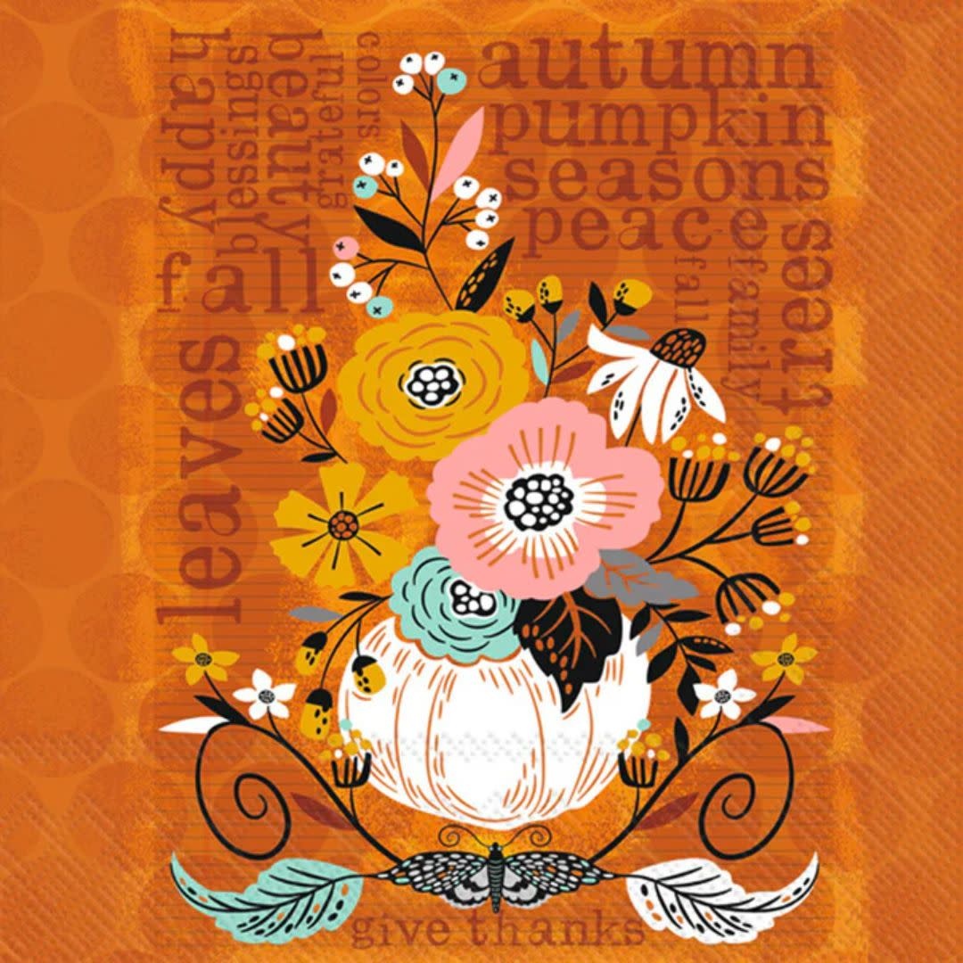 Boston International Cocktail Napkins Autumn Leaves Floral