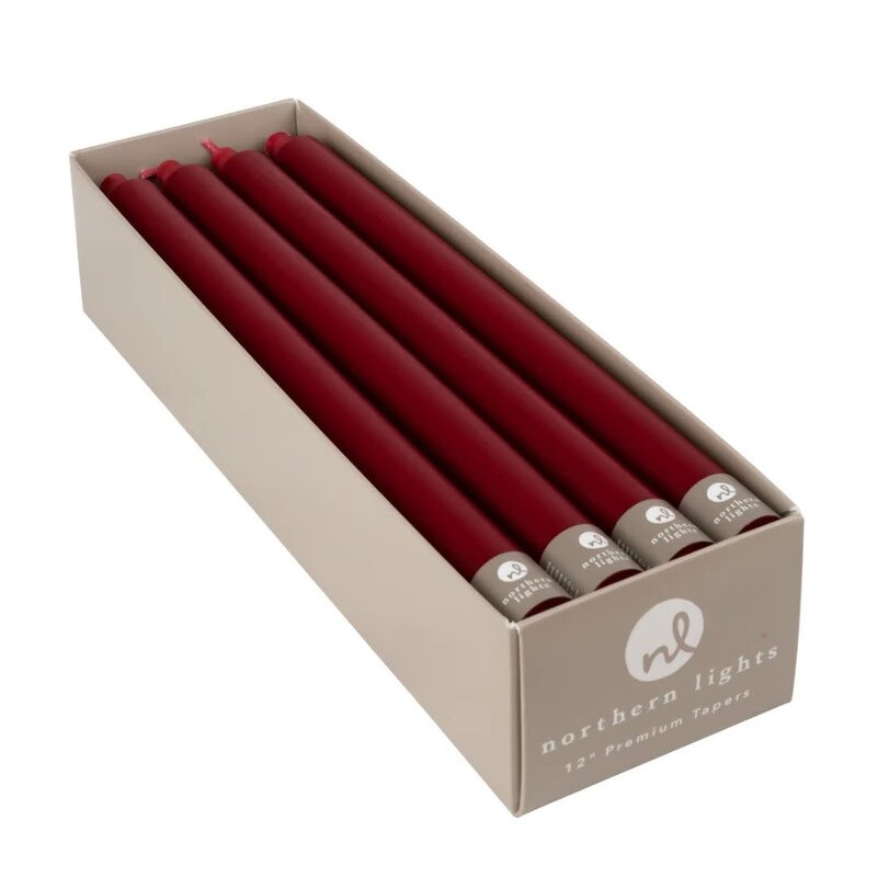 Northern Lights Taper Candle Crimson 12"