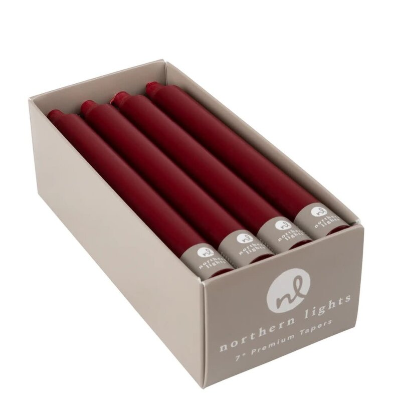 Northern Lights Taper Candle Crimson 7"