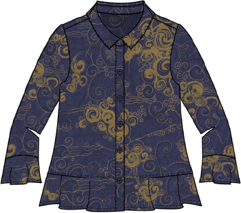 Habitat Clothes to Live In Crinkle Crepe Woodblock Flounce Top