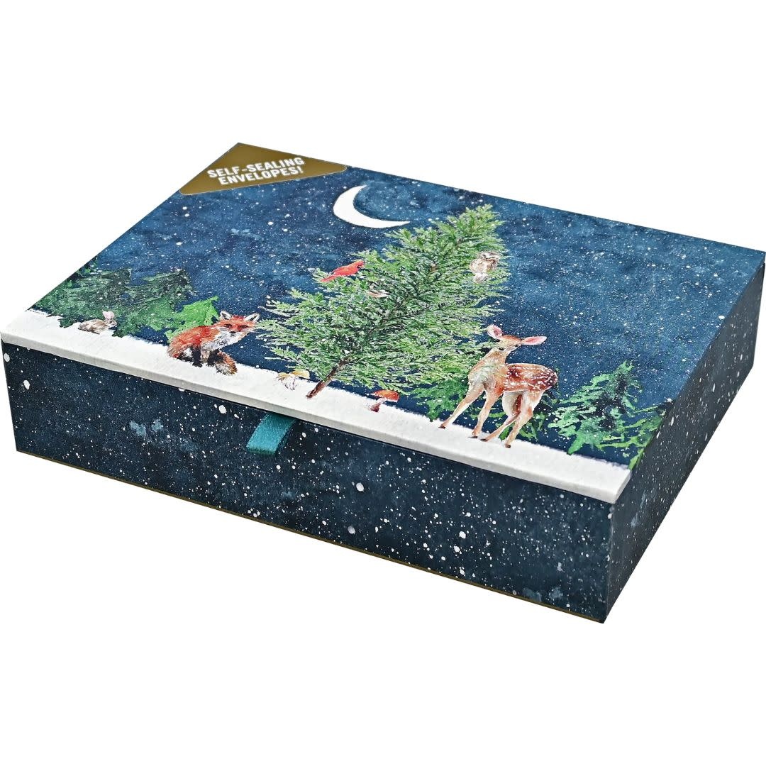 Peter Pauper Moonlit Forest Friends Deluxe Boxed Holiday Cards