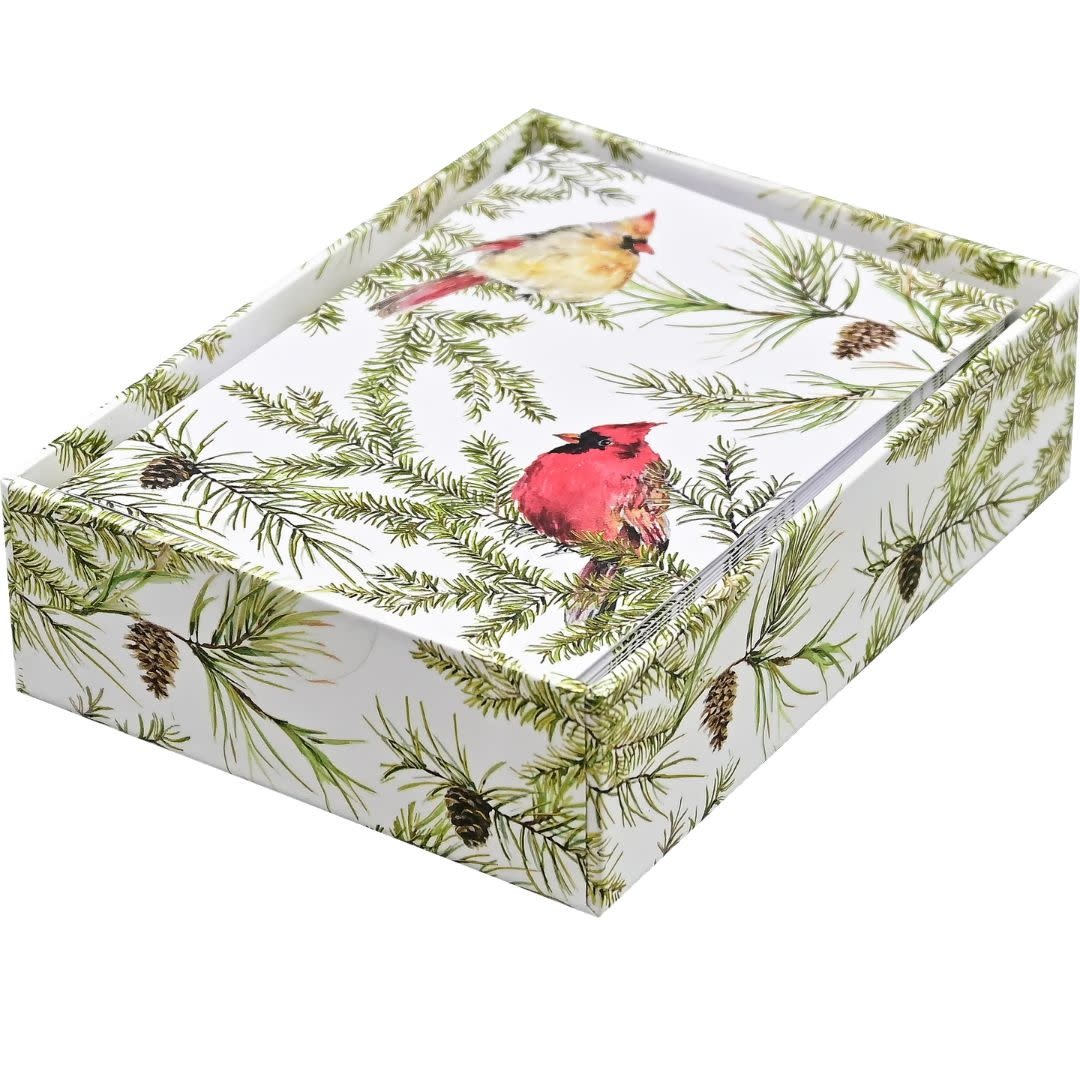 Peter Pauper Cardinals In Evergreen Small Boxed Holiday Cards