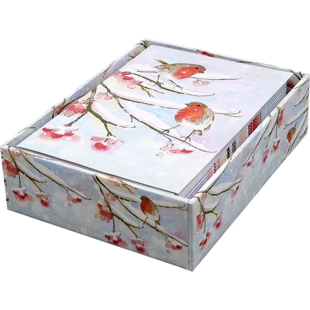 Peter Pauper English Robins in Snow Small Boxed Holiday Cards