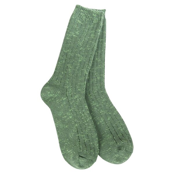 World's Softest Socks Women's Cotton Slub Marled Crew Ivy O/S