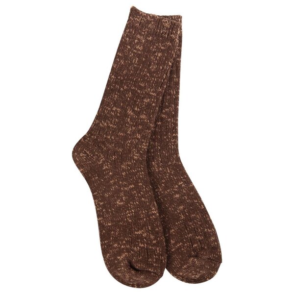 World's Softest Socks Women's Cotton Slub Marled Crew Coffee O/S