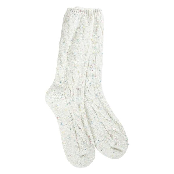 World's Softest Socks Women's Ragg Cable Crew Sock Vanilla Confetti O/S