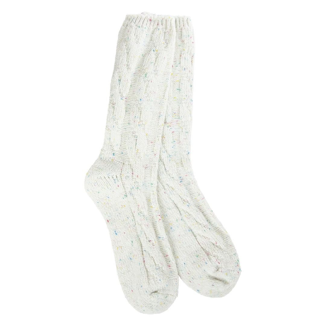 World's Softest Socks Women's Ragg Cable Crew Sock Vanilla Confetti O/S