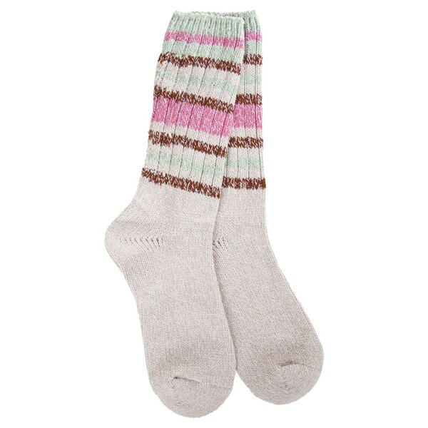 World's Softest Socks Women's Ragg Crew Sock Mushroom Stripe O/S