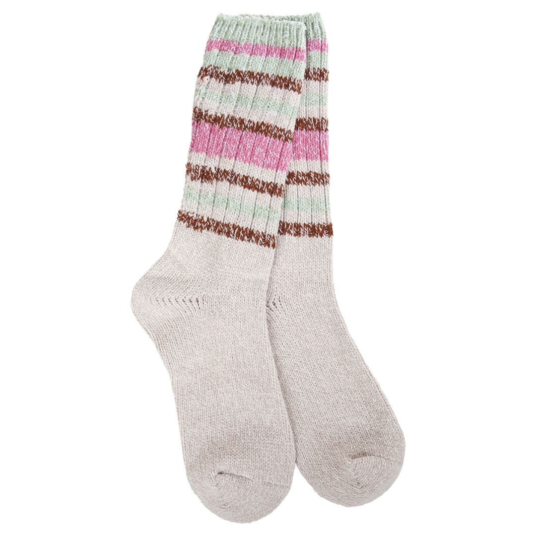 World's Softest Socks Women's Ragg Crew Sock Mushroom Stripe O/S