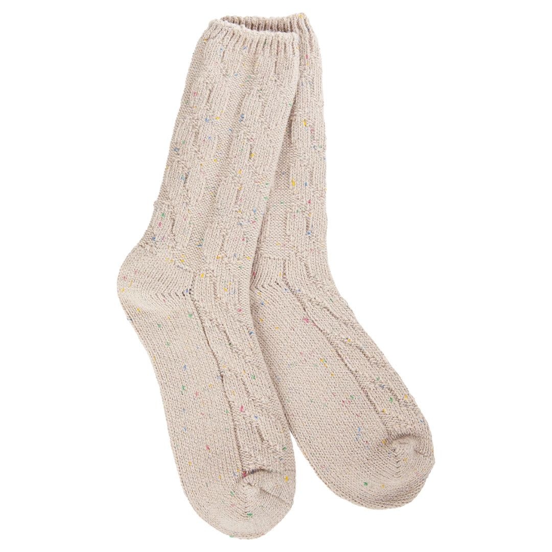 World's Softest Socks Women's Ragg Cable Crew Sock Oatmeal Confetti O/S