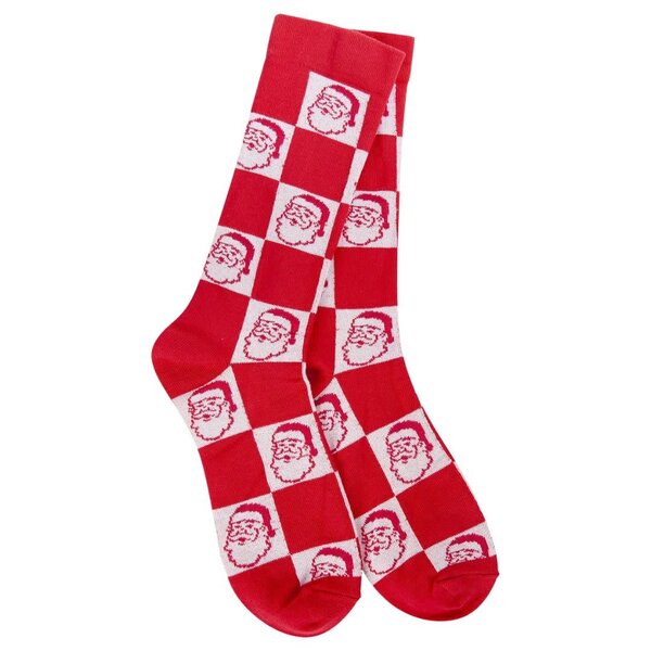 World's Softest Socks Women's Holiday Crew Sock  Santa Check O/S