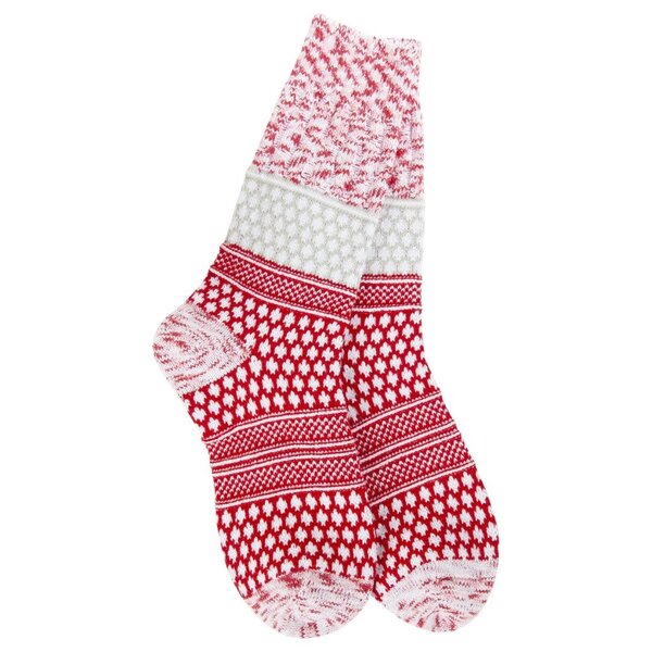World's Softest Socks Women's Gallery Textured Crew Sock Peppermint Multi O/S