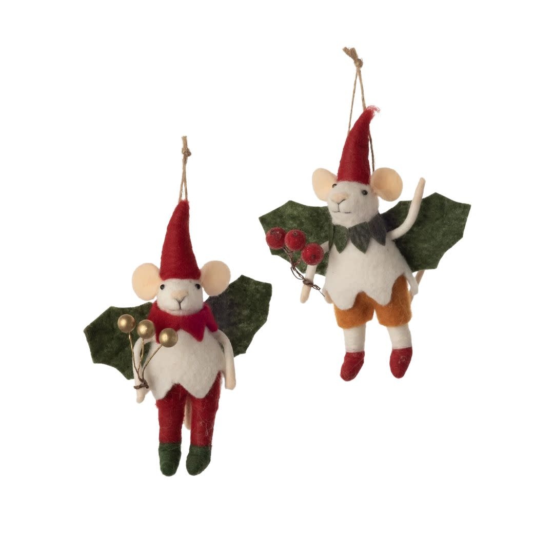 One Hundred 80 Degrees Christmas Mouse Felt 6" Ornament