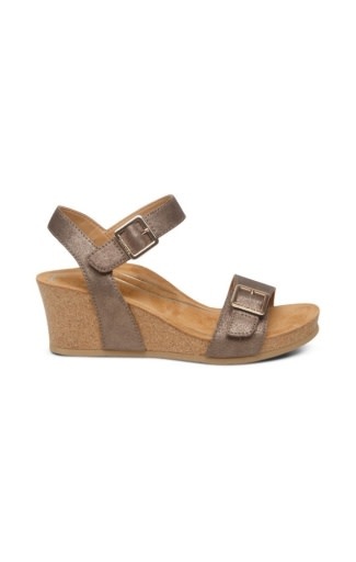 Aetrex Women's Lexa Cork Wedge Quarter Strap Sandal