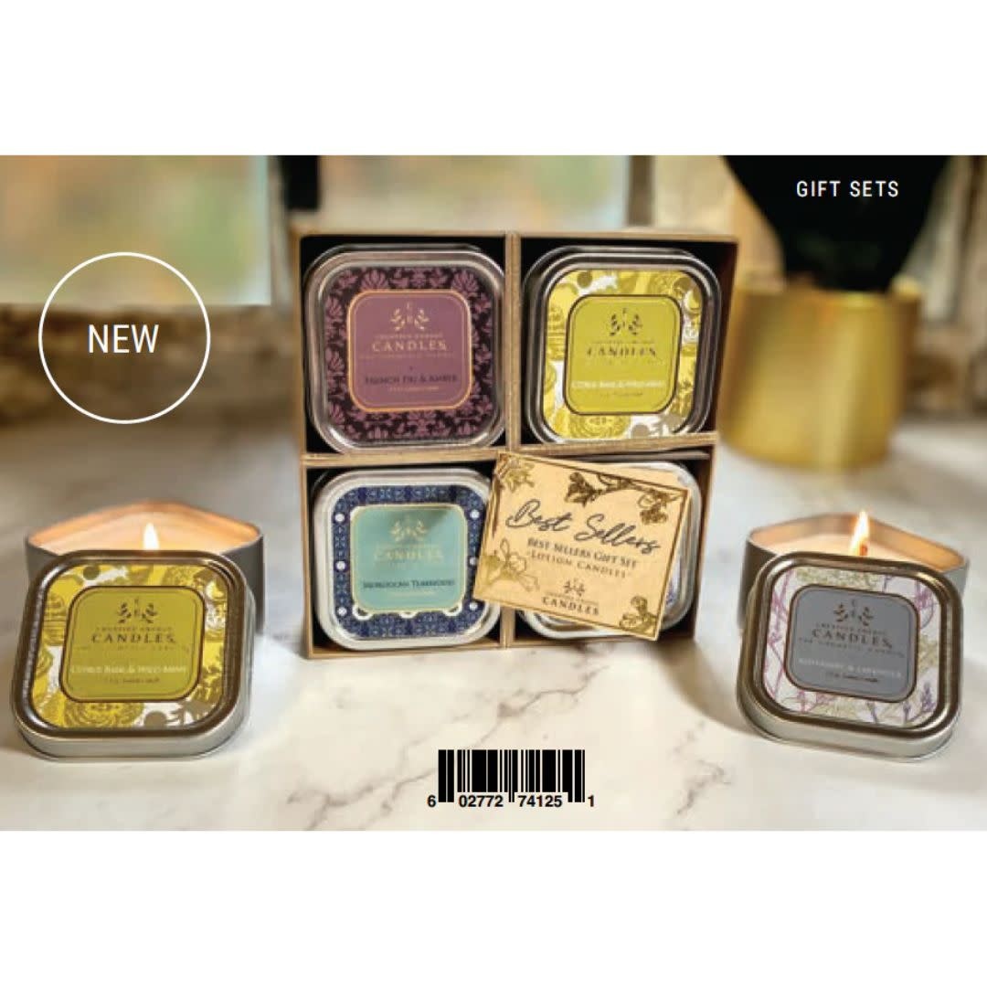 Creative Energy Candles Best Sellers Gift Set - Travel Tin 3.5 oz Soy Lotion Candle