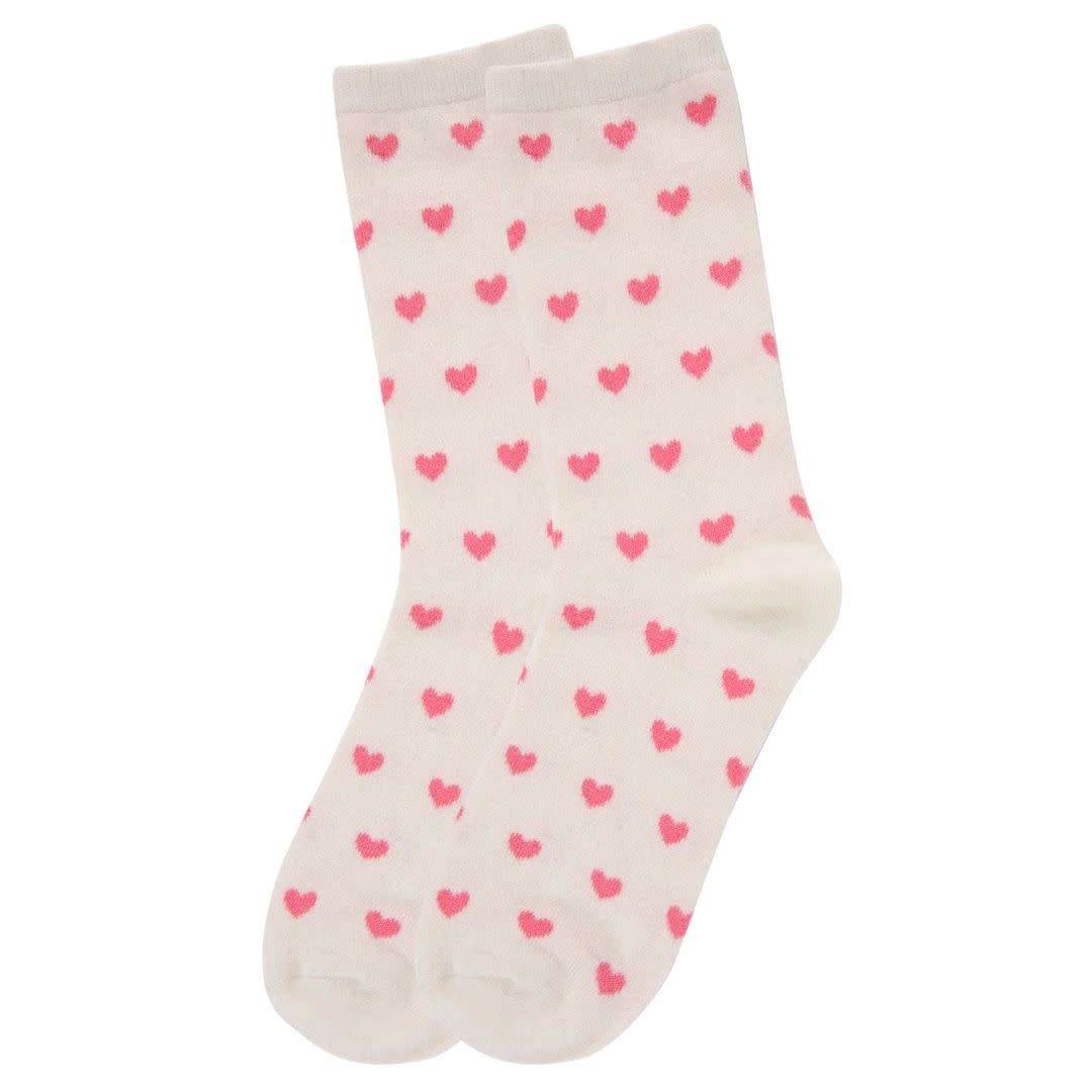 MeMoí Hearts Cashmere Crew: Ivory: 9-11