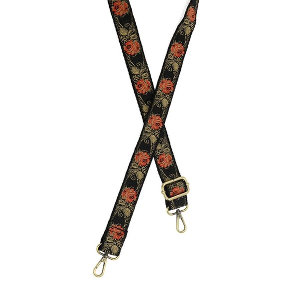 Joy Susan 1.2" Red Climbing Rose Guitar Strap