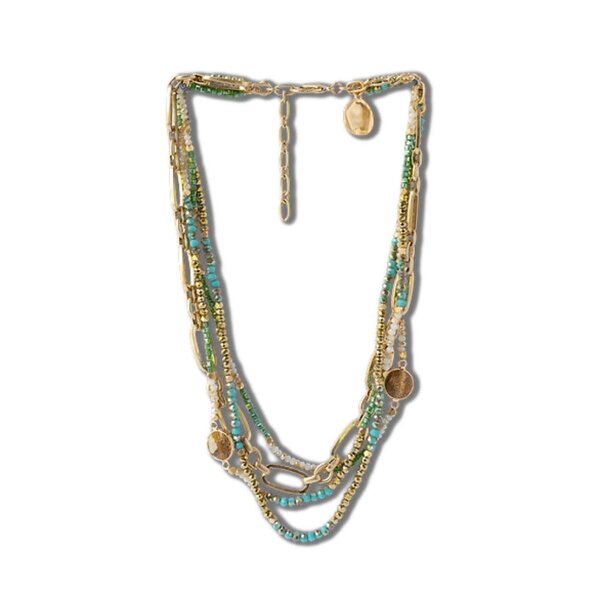John Michael Richardson Matte Gold Manipura Turquoise Necklace