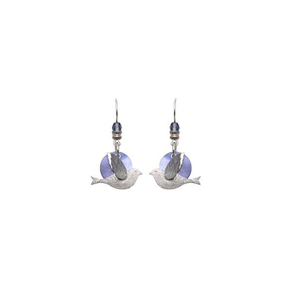 John Michael Richardson Matte Silver Dainty Doves Earrings Periwinkle