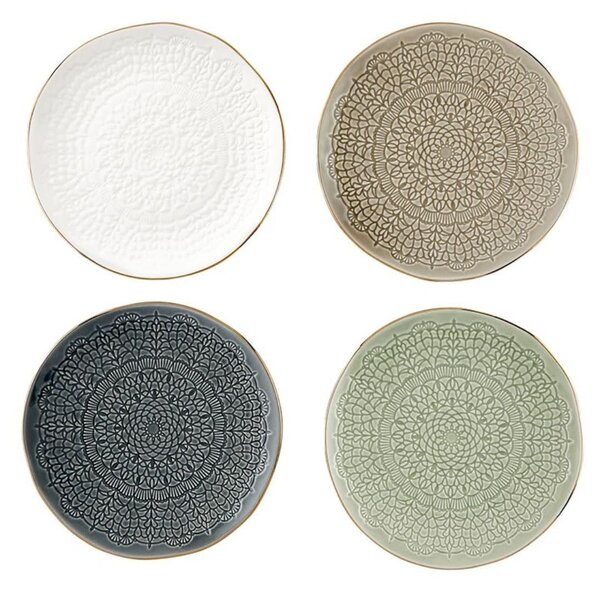 Santa Barbara Ceramic Stamped App Plates- Set of 4
