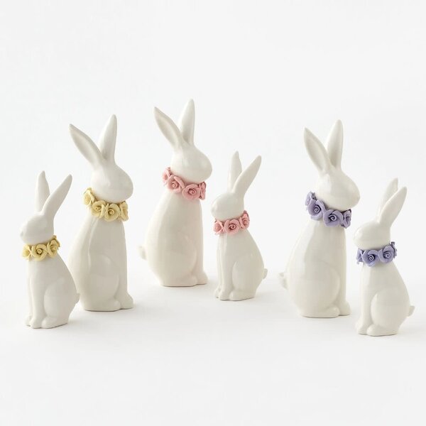 One Hundred 80 Degrees Porcelain Bunny w/ Floral Collar