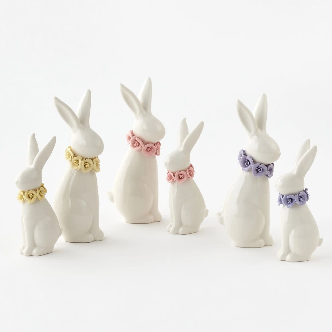 One Hundred 80 Degrees Porcelain Bunny w/ Floral Collar