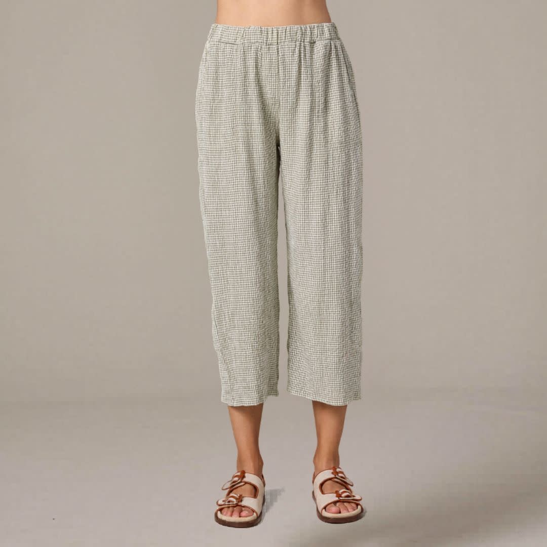 Cut Loose Crinkle Check Easy Crop Pant