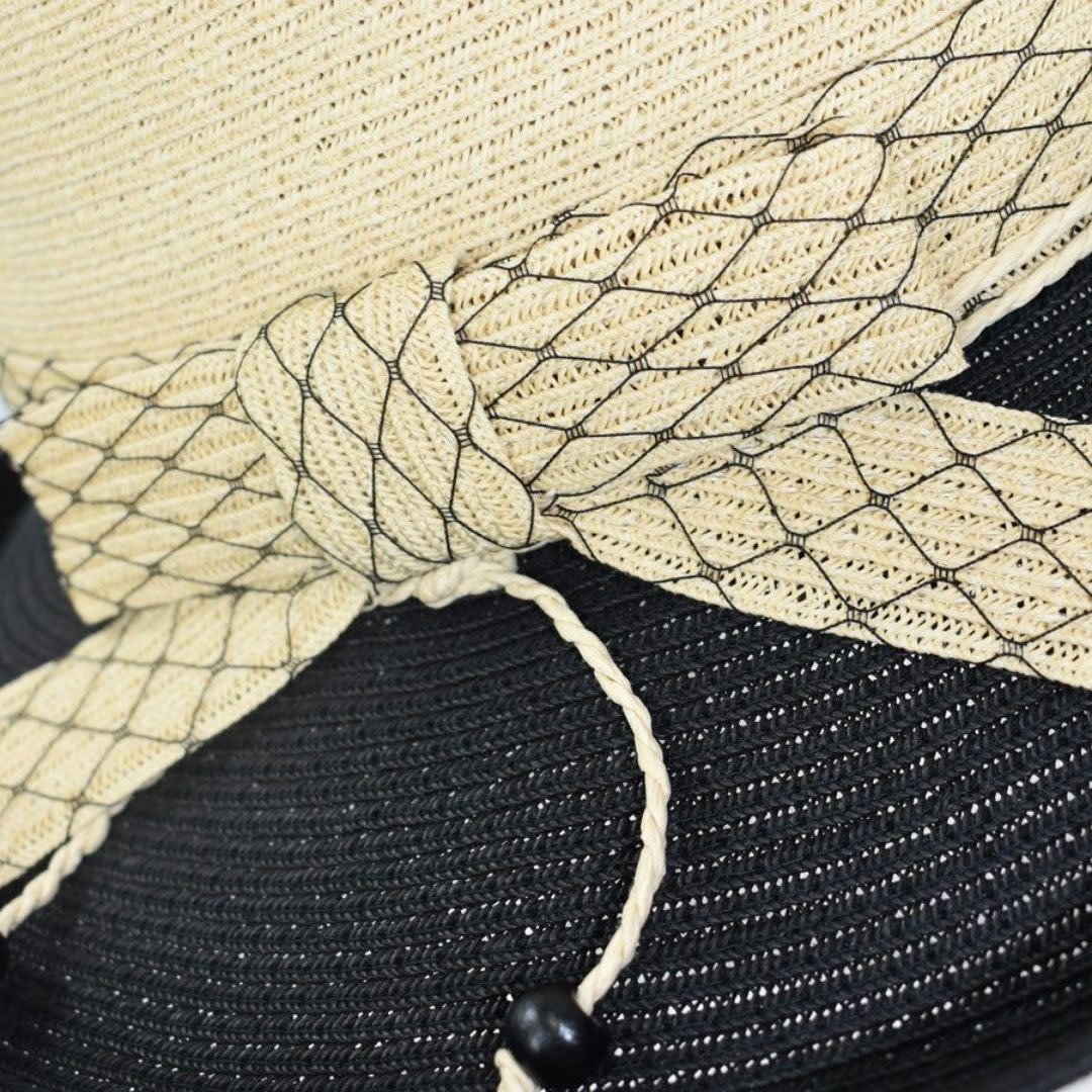 Dupatta Designs Blaire Paper Braid Hat with Upturned Brim - Natural/Black