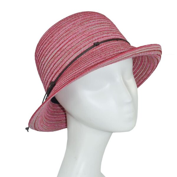 Dupatta Designs Wanda Cotton Bucket Hat w/ Stripes and Rope Band - Fuchsia