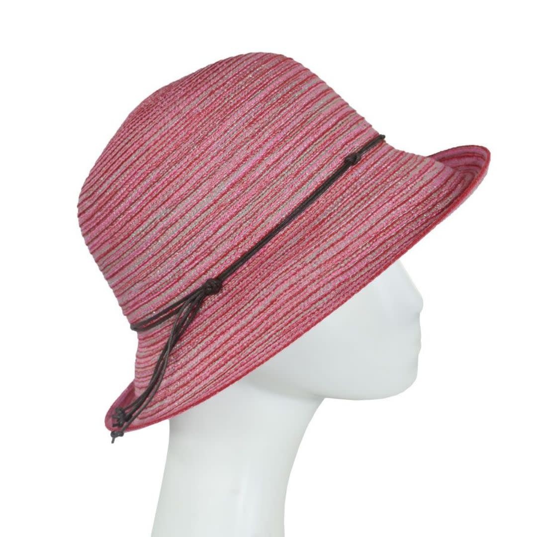 Dupatta Designs Wanda Cotton Bucket Hat w/ Stripes and Rope Band - Fuchsia