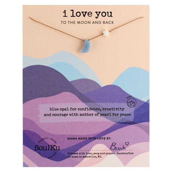 Soulku I Love You To The Moon and Back - Necklace Blue Opal