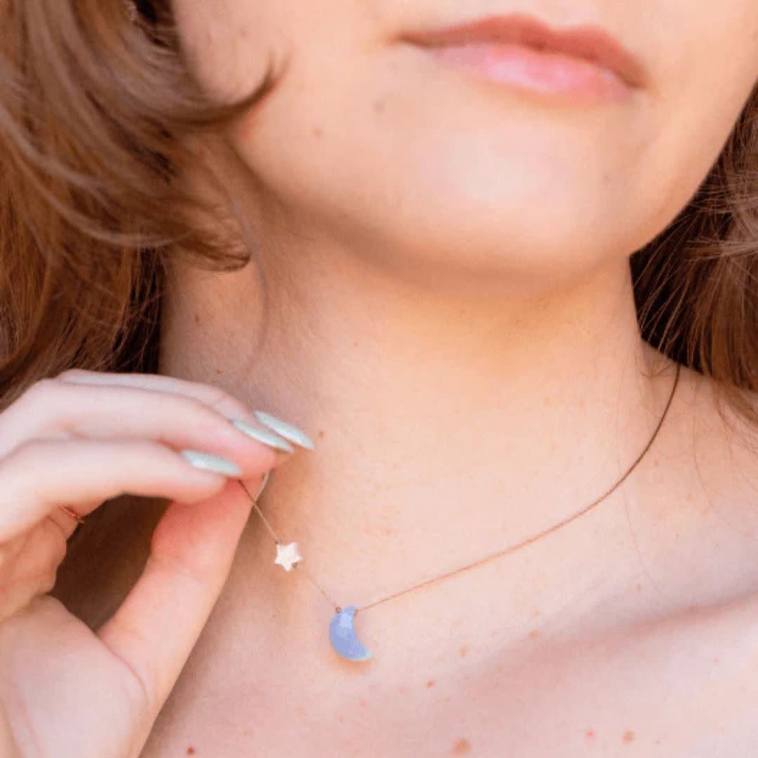 Soulku I Love You To The Moon and Back - Necklace Blue Opal